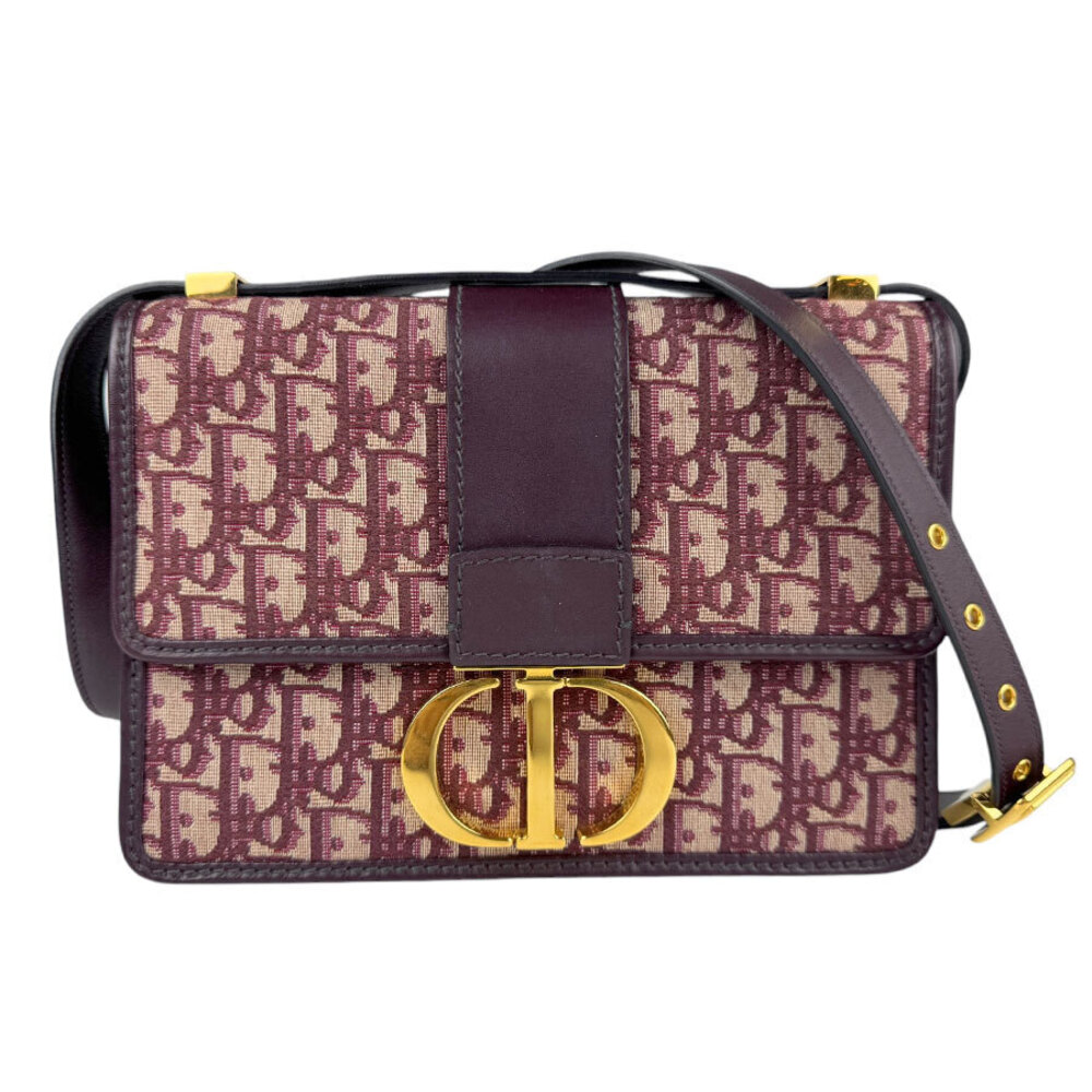 Christian Dior Montaigne Canvas Leather Shoulder Bag Bordeaux Purple